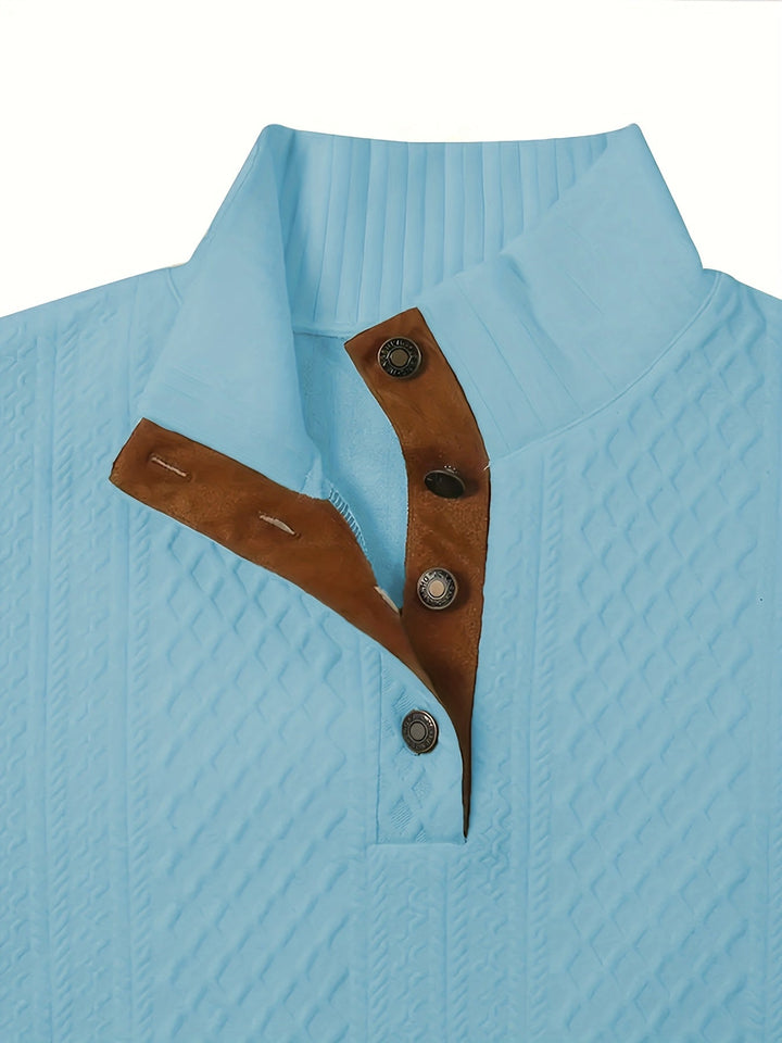Ronan | Stand Collar Button Henley Jumper