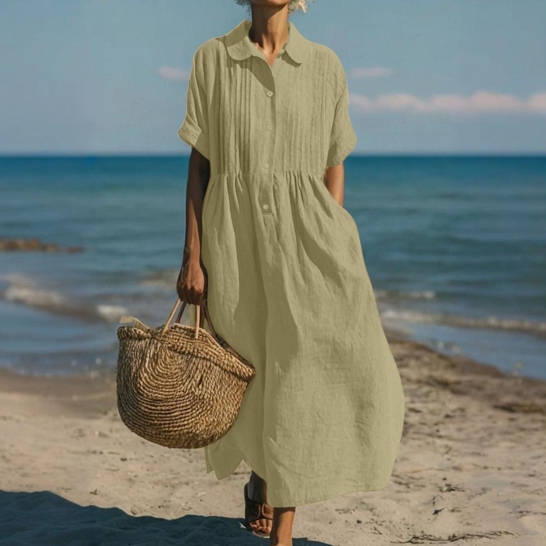 Fionna | Casual Button Mid Sleeve Dress