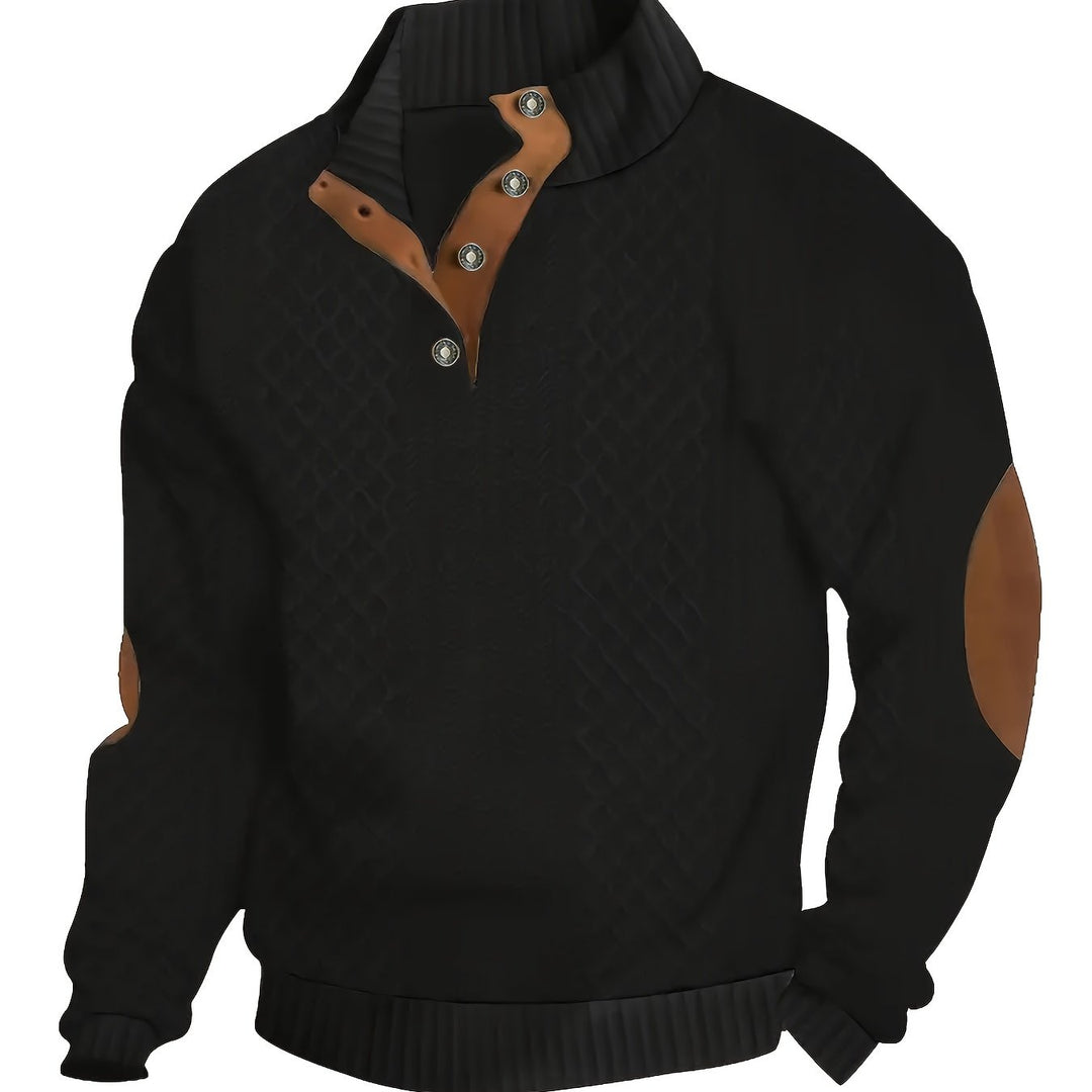 Ronan | Stand Collar Button Henley Jumper
