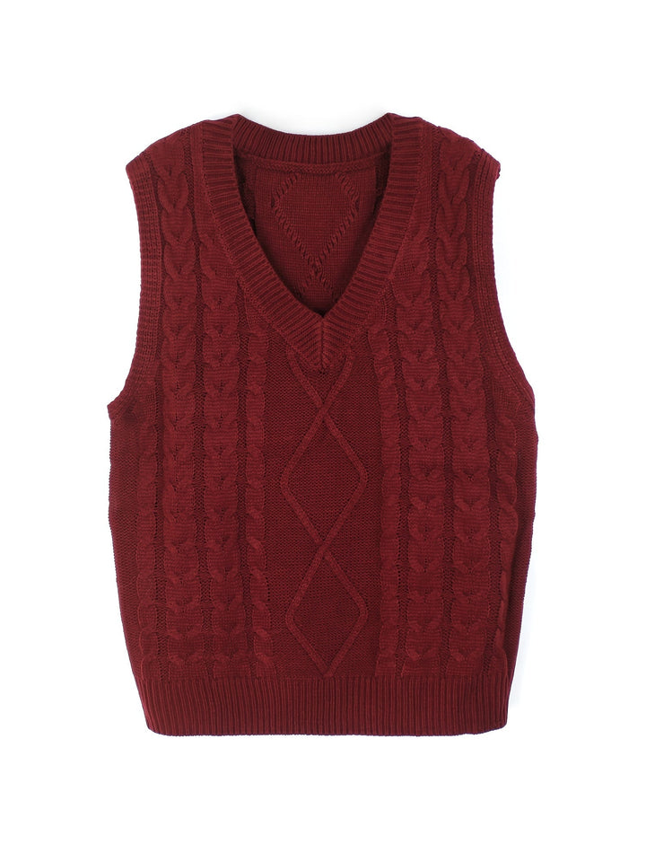 Cora | Cozy Cable-Knit V-Neck Jumper Vest