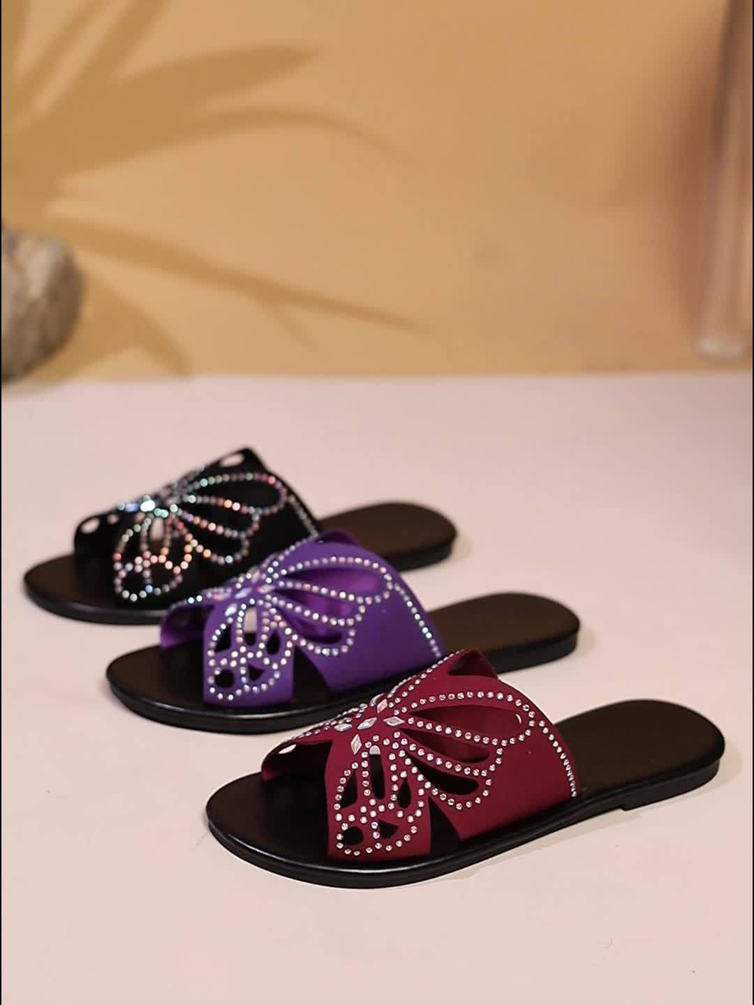 Faye | Sparkling Butterfly Slide Sandals