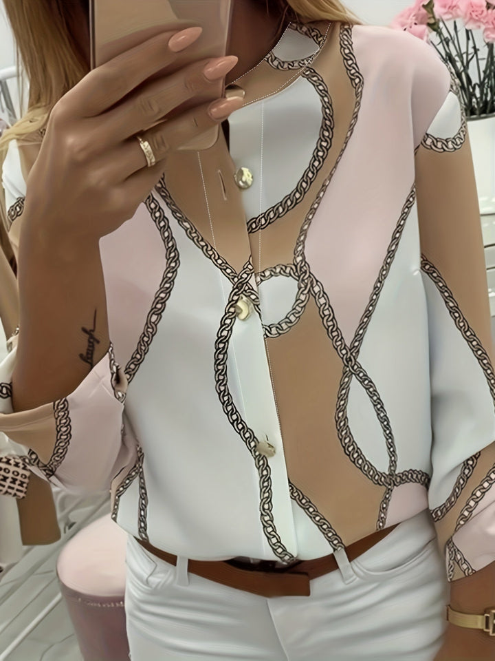 Ingrid | Chain-Print Collared Shirt
