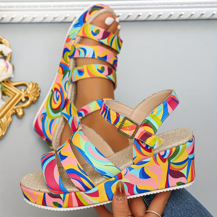 Rosalind | Elegant Strappy Platform Wedge Sandals