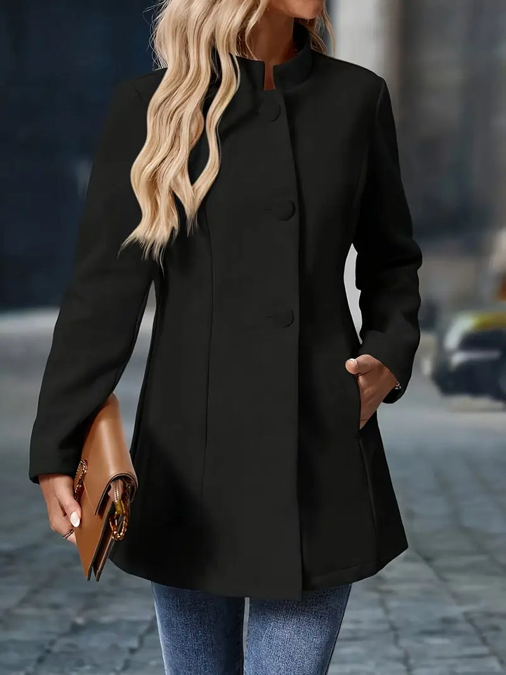 Juliette | Elegant Stand-Collar Button Coat