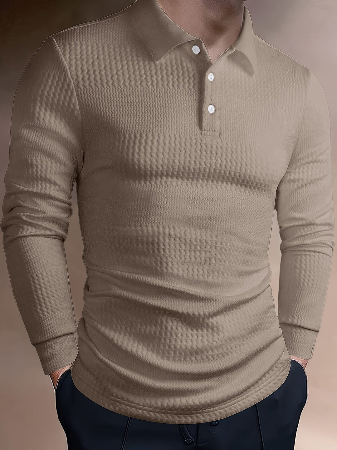 Fletcher | Textured Long-Sleeve Polo Shirt