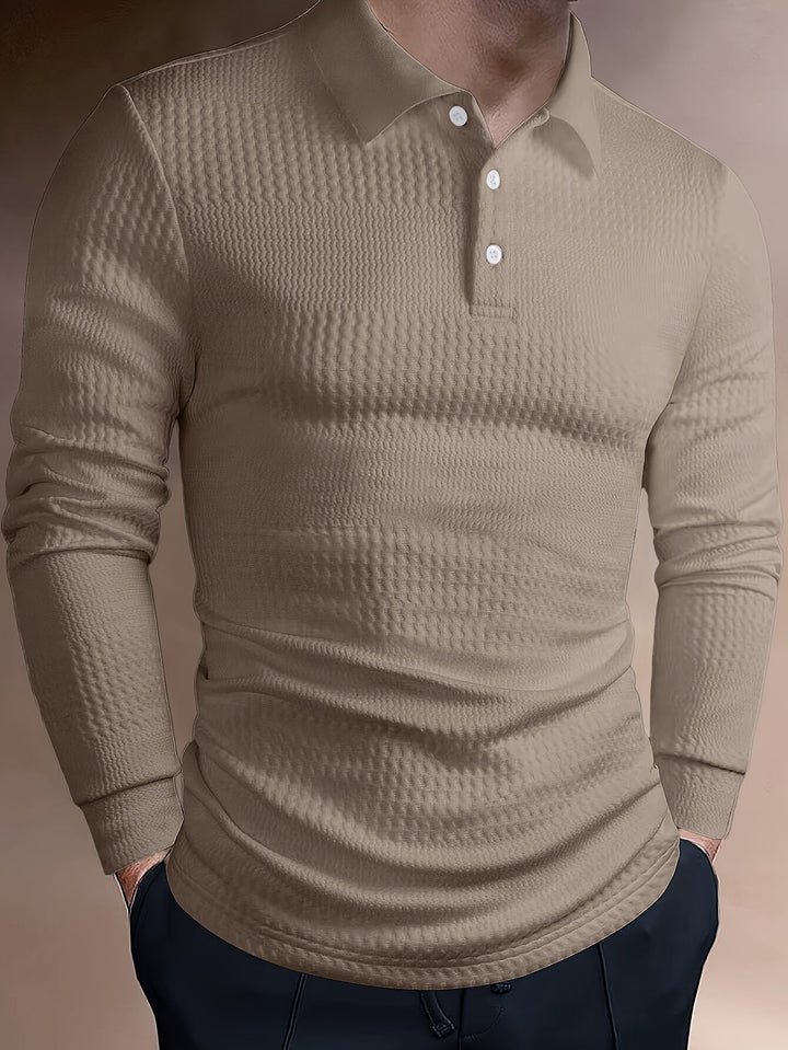 Fletcher | Textured Long-Sleeve Polo Shirt