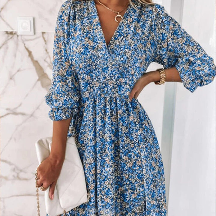 Penelope | Elegant Floral V-Neck Dress