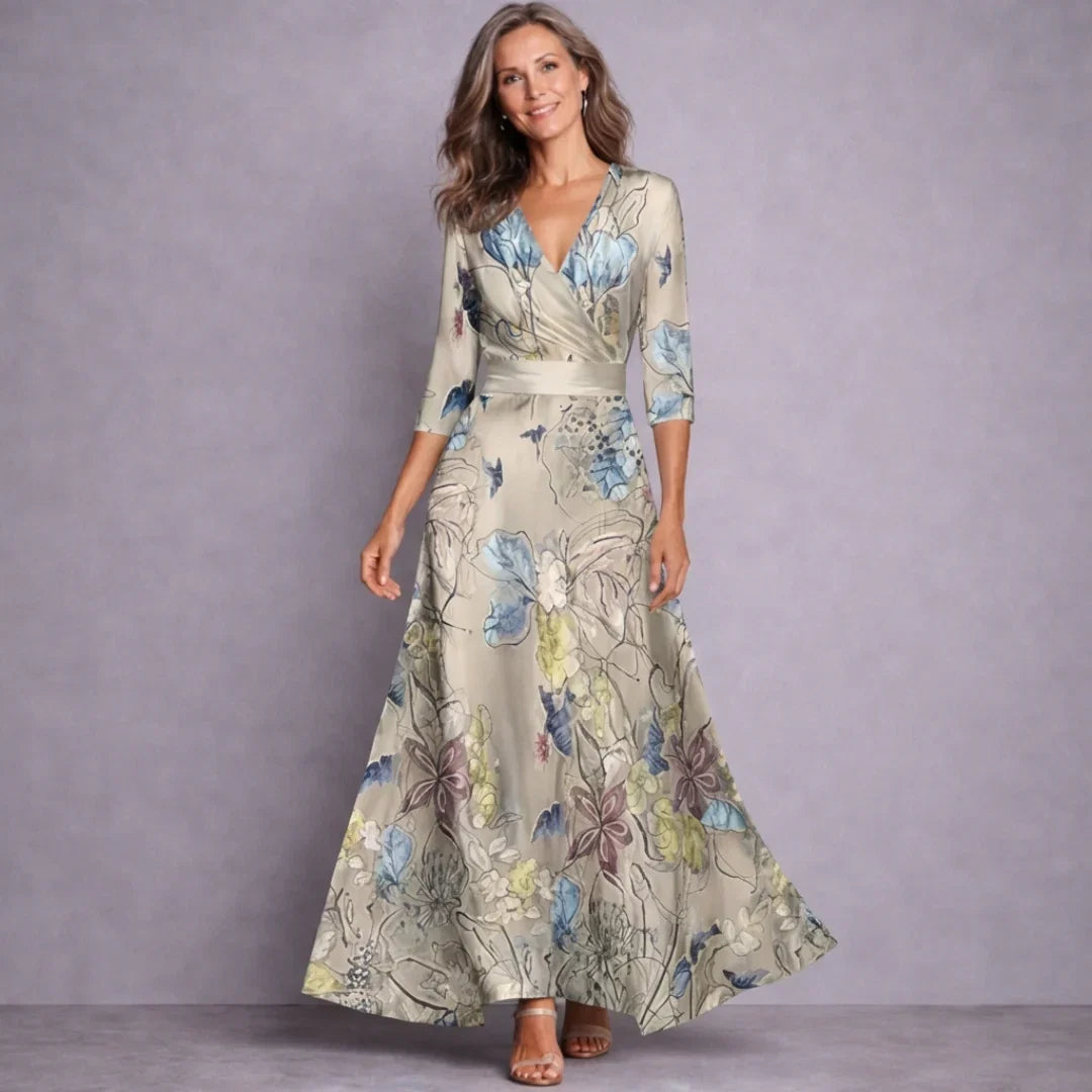 Emilia | Elegant Mid Sleeve Maxi Dress