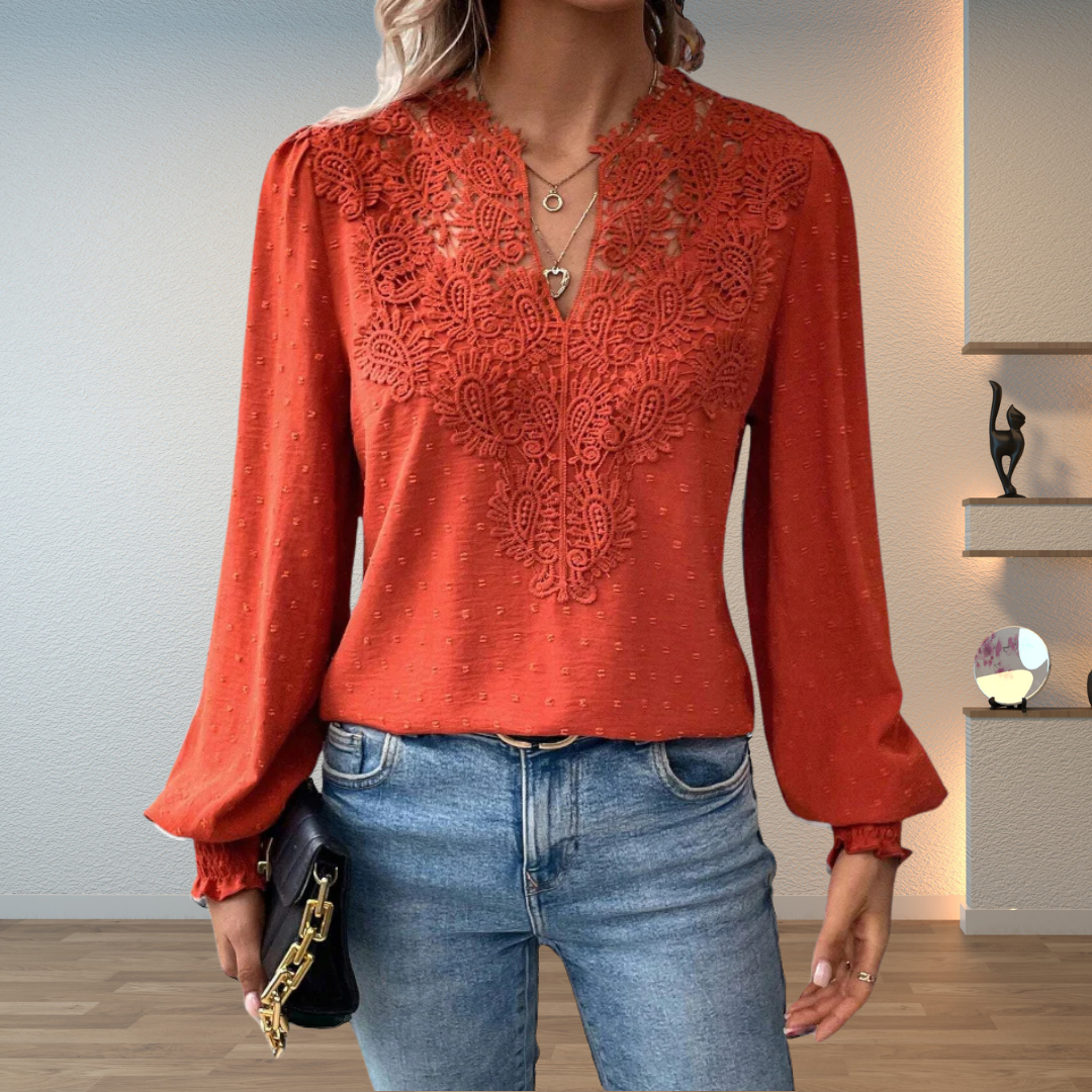Marlene | Elegant Lace-Trim Blouse