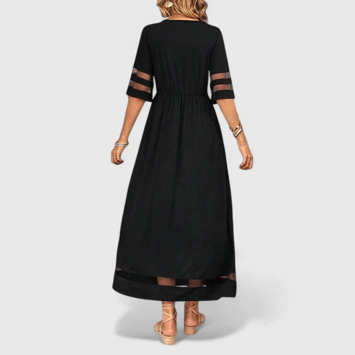 Portia | Elegant Round Neck Mid Sleeve Dress