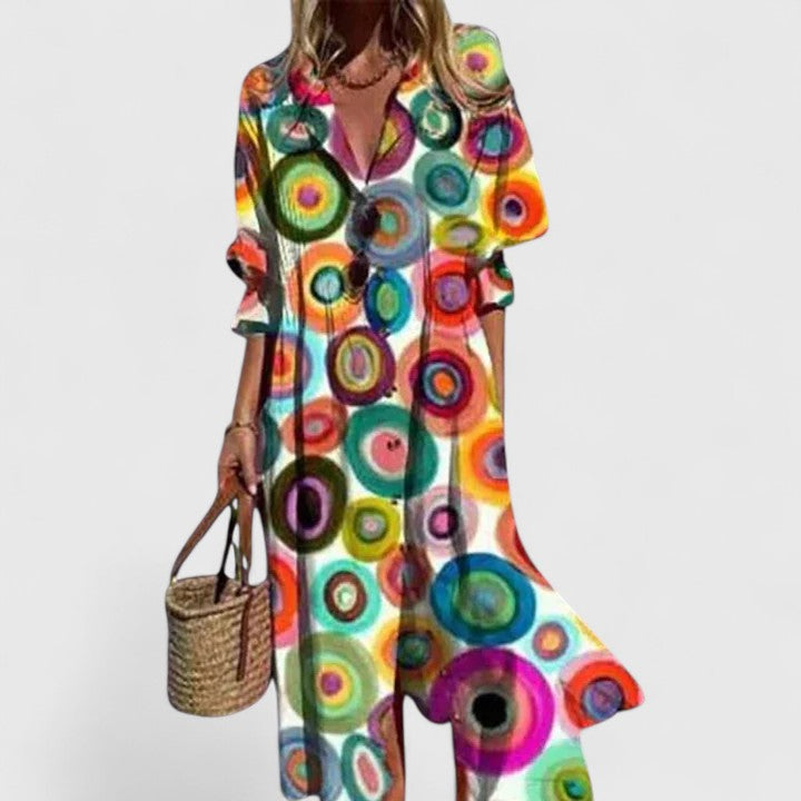 Paula | Elegant Multicolour Boho Dress