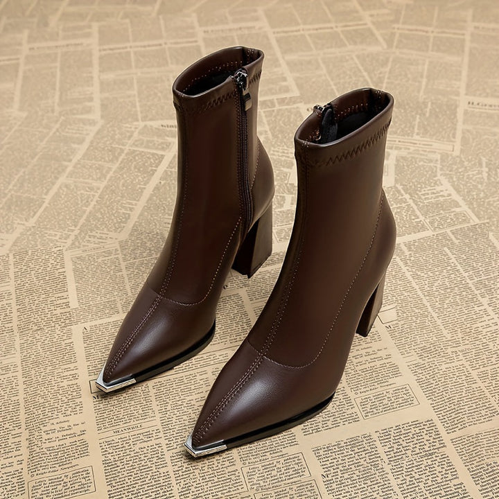 Josephine | Pointed-Toe Chunky Heel Ankle Boots