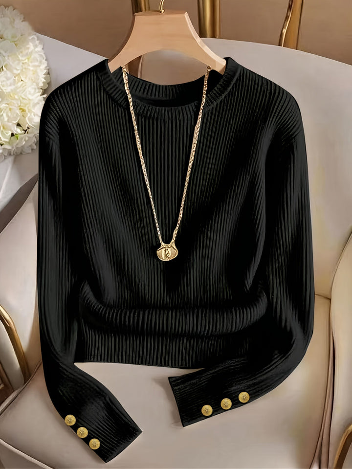 Gretchen | Ribbed Button-Cuff Jumper