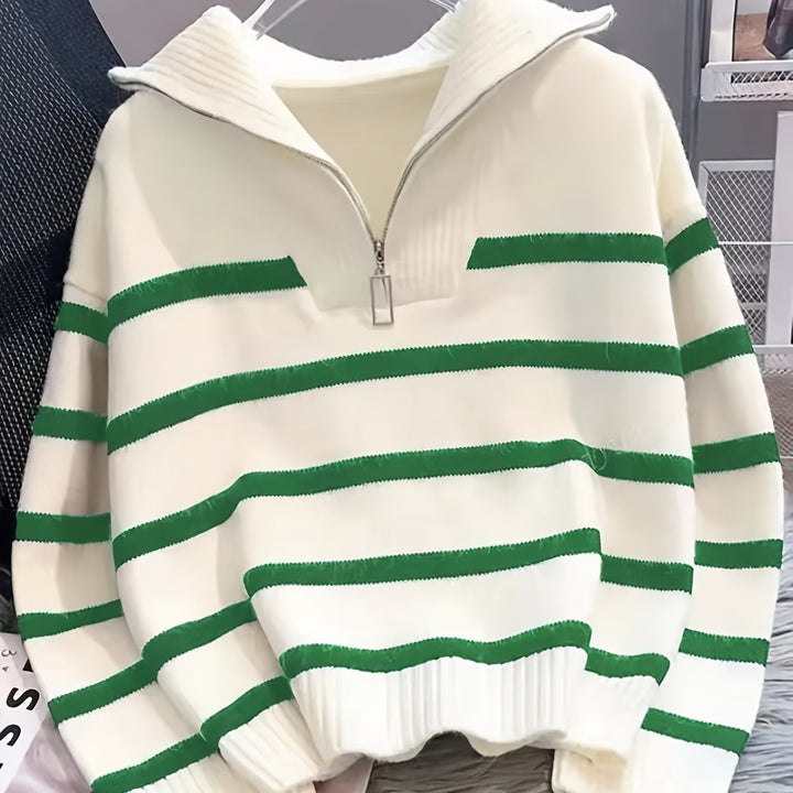 Sabina | Striped Quarter-Zip Jumper
