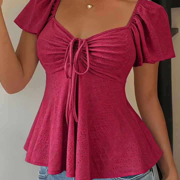 Josephine | Flutter-Sleeve Peplum Top