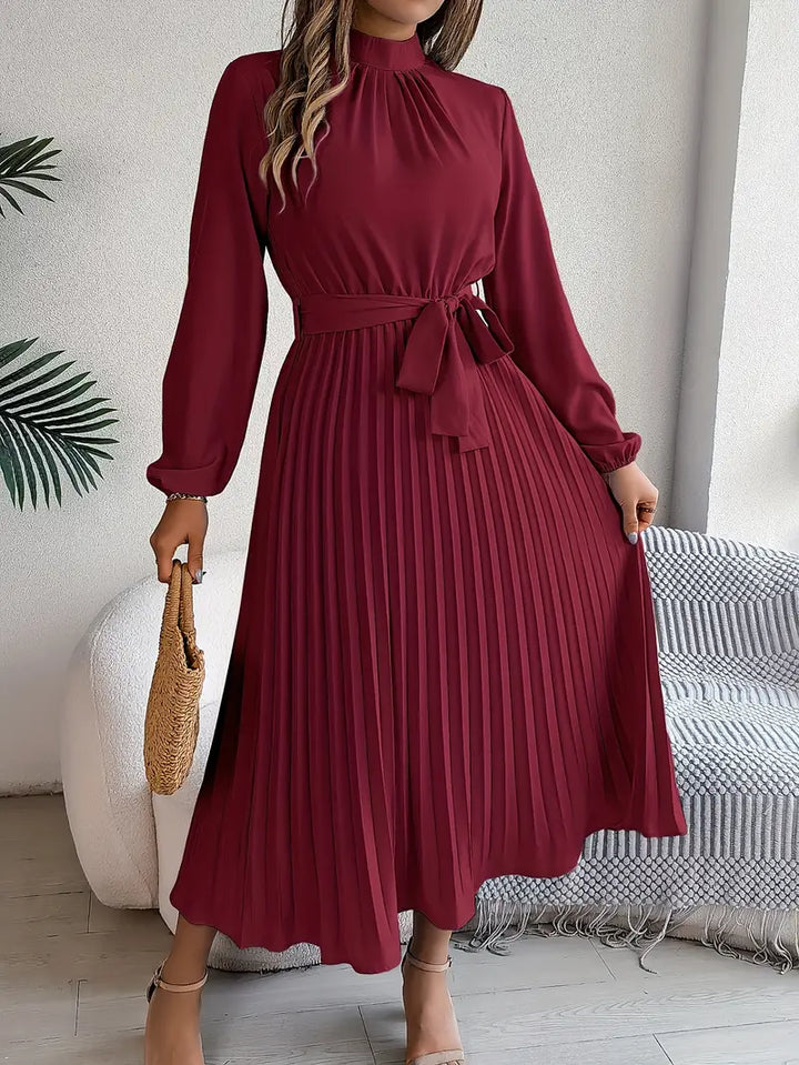 Isabelle | Long-Sleeve Belted Waist Midi Dress