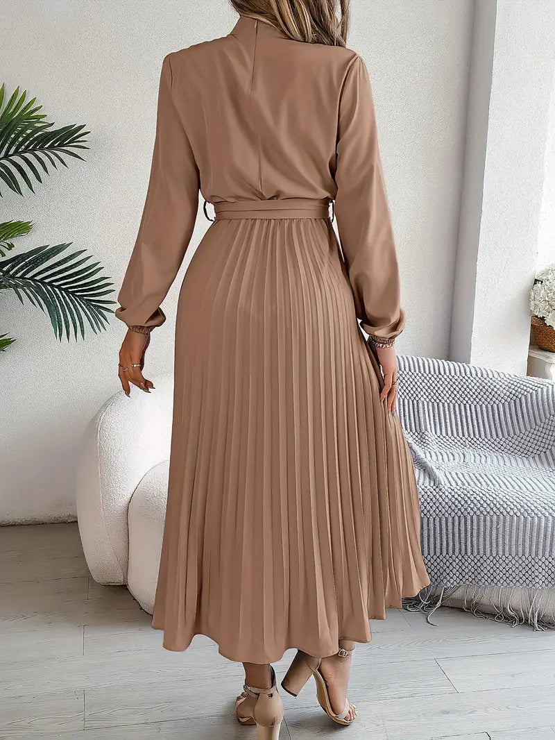 Isabelle | Long-Sleeve Belted Waist Midi Dress
