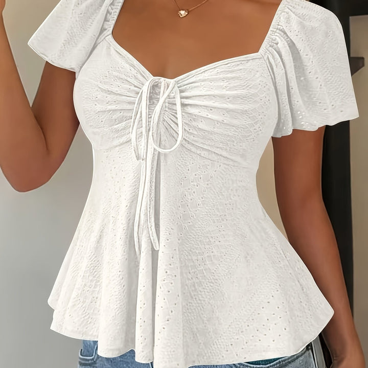 Josephine | Flutter-Sleeve Peplum Top
