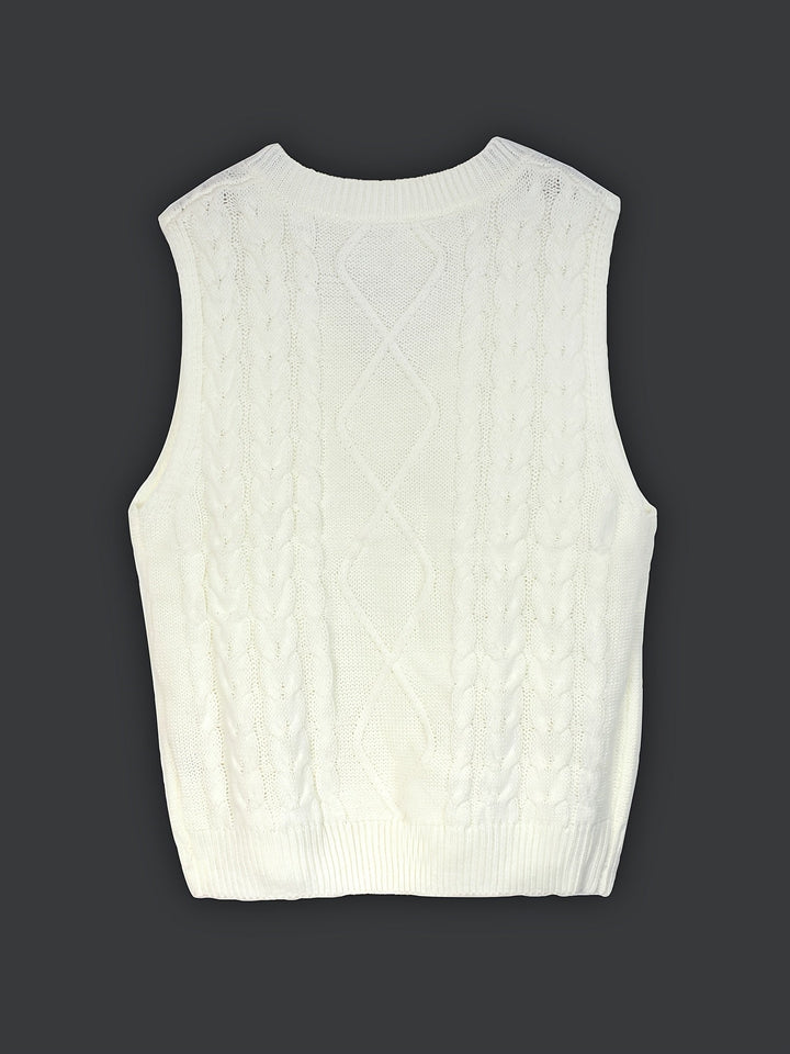 Cora | Cozy Cable-Knit V-Neck Jumper Vest