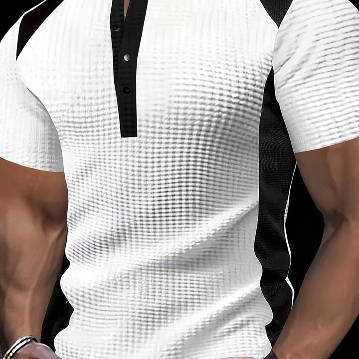 Everett | Textured Contrast Henley Shirt