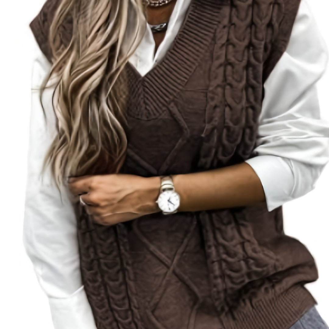 Cora | Cozy Cable-Knit V-Neck Jumper Vest
