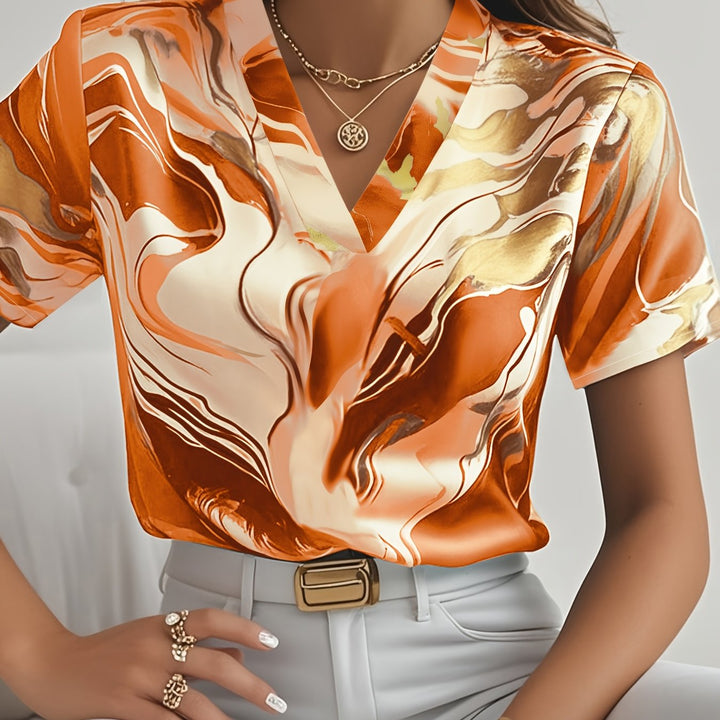 Joanna | Artful Swirl-Print Blouse