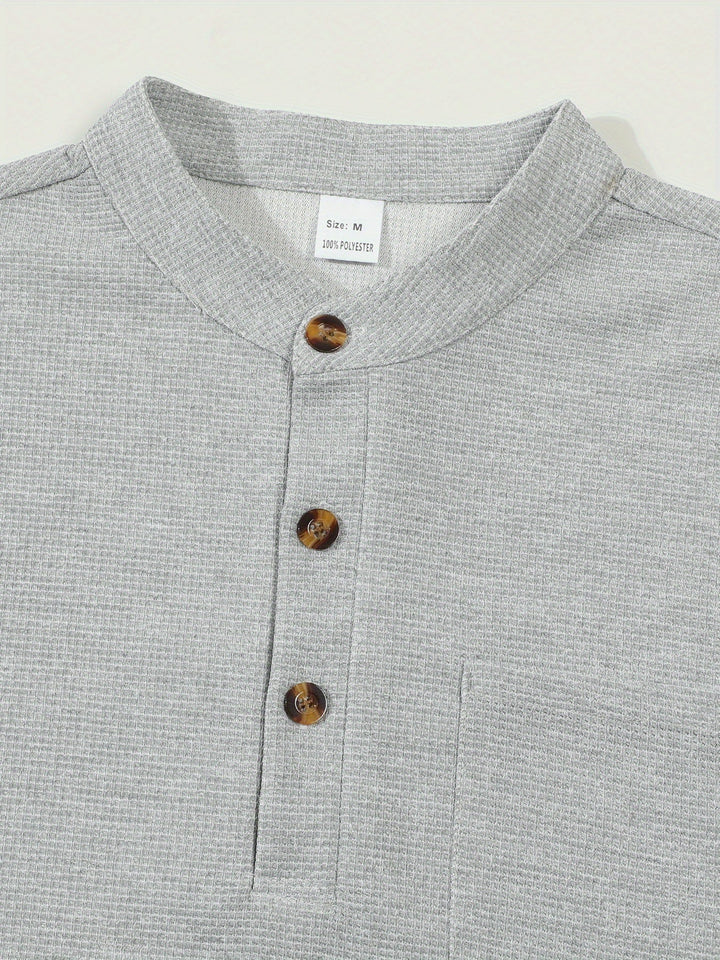 Jonathan | Textured Long Sleeve Henley Shirt