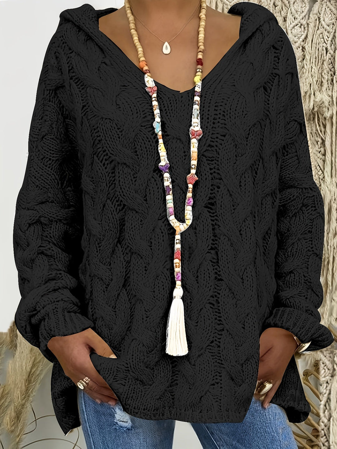 Florence | Relaxed Cable-Knit V-Neck Jumper