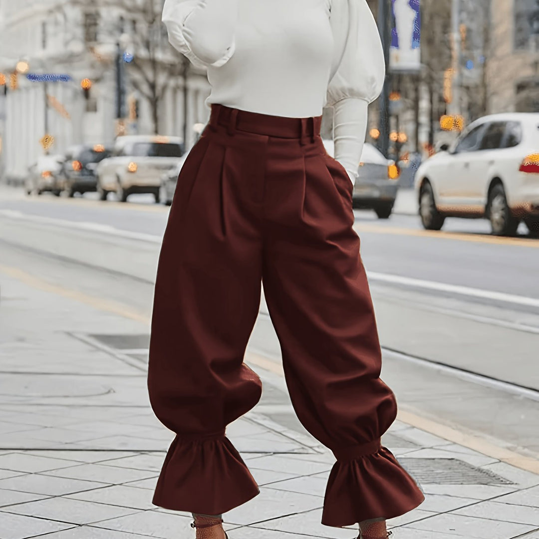 Maren | Ruffled-Hem Wide-Leg Trousers
