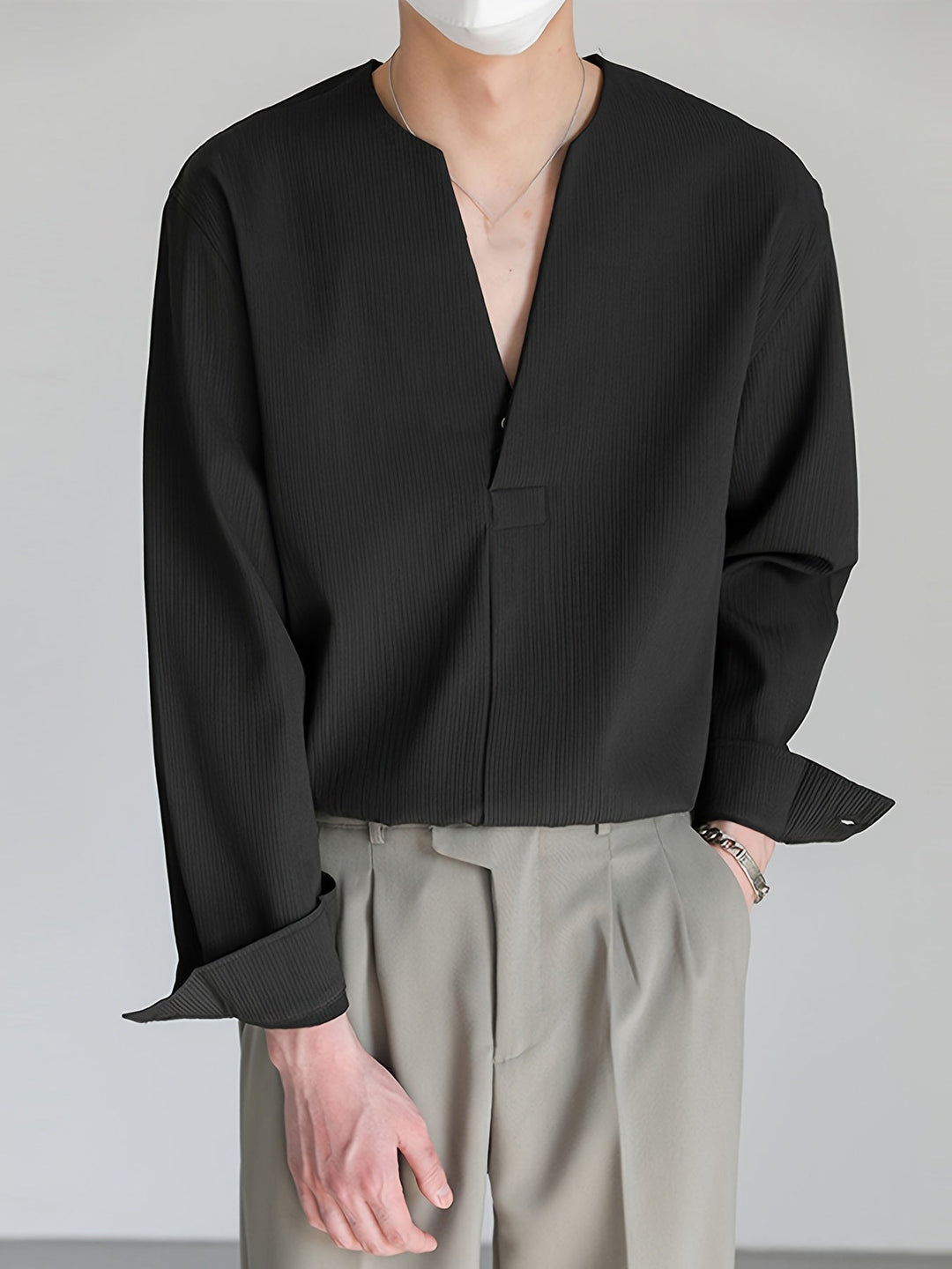 Franklin | Collarless V-Neck Shirt