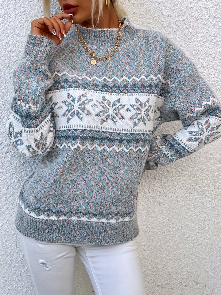 Tamsin | Cozy Snowflake Mock-Neck Jumper