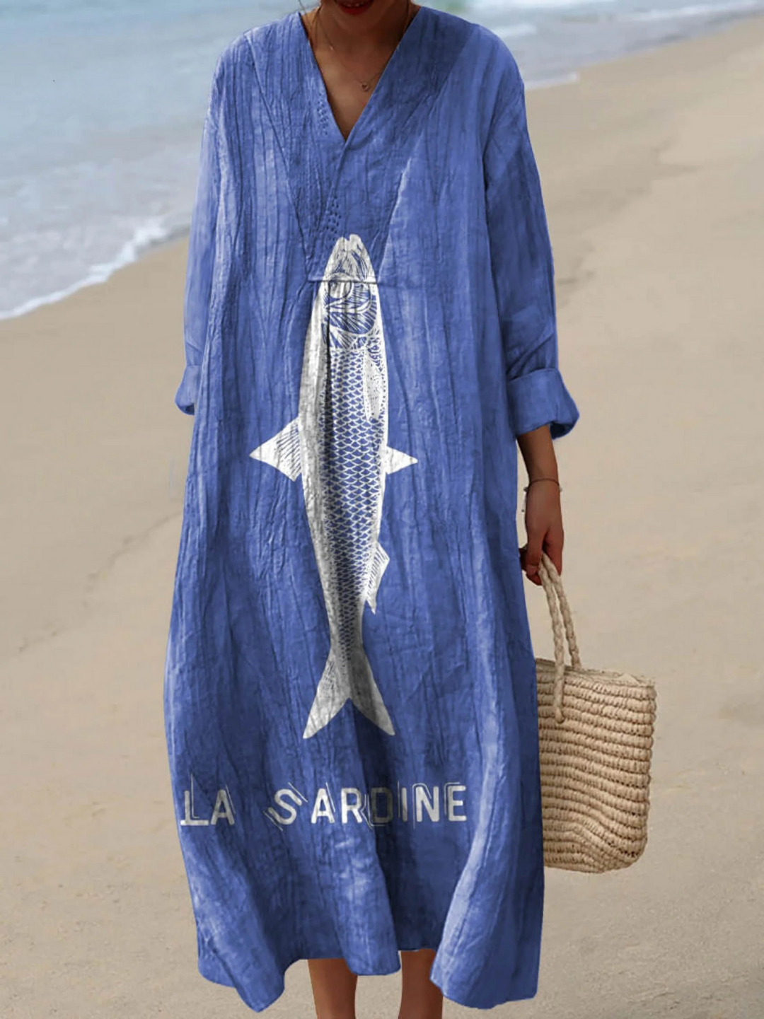 Lillian | Classic Sardine Pattern Art Print Dress
