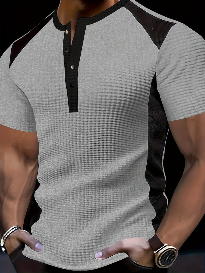 Everett | Textured Contrast Henley Shirt