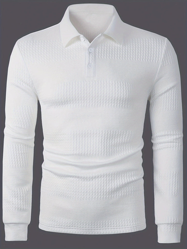 Fletcher | Textured Long-Sleeve Polo Shirt
