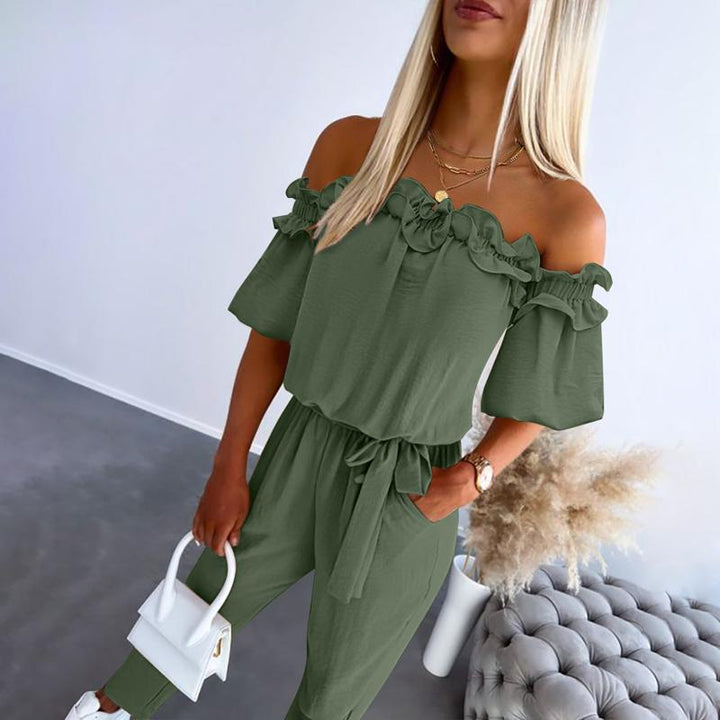 Carmella | Stylish Off Shoulder Tie-Waist Jumpsuit