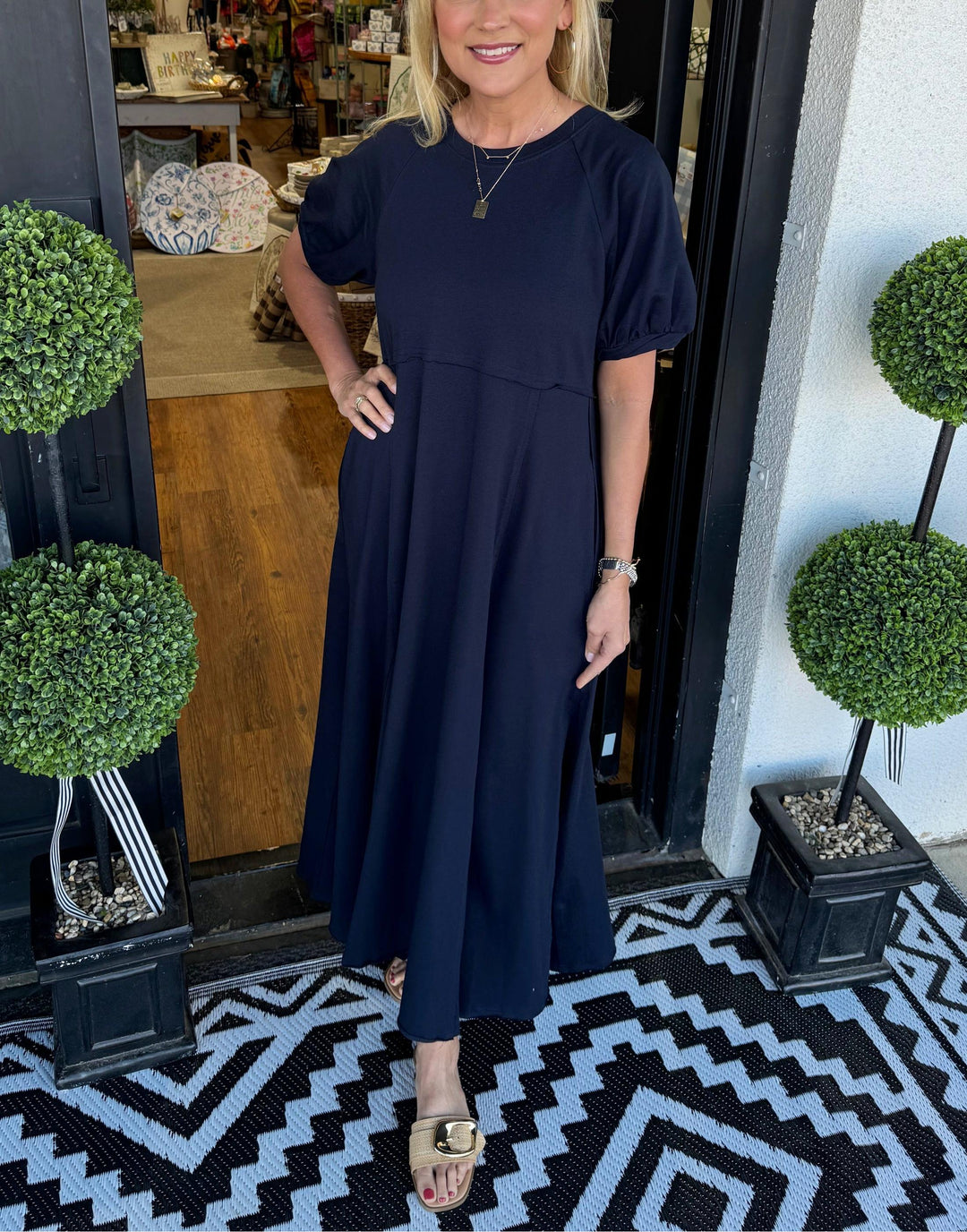 Haisley | Puff Sleeve Round Neck Maxi Dress