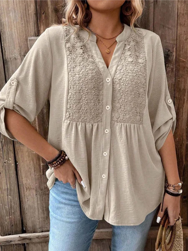 Nella | Elegant Wide Sleeve V-Neck Blouse