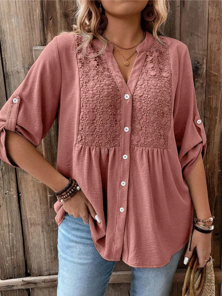 Nella | Elegant Wide Sleeve V-Neck Blouse