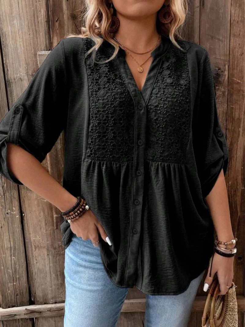 Nella | Elegant Wide Sleeve V-Neck Blouse