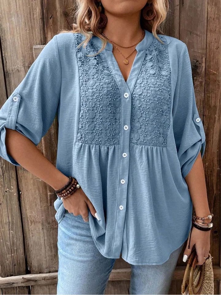 Nella | Elegant Wide Sleeve V-Neck Blouse