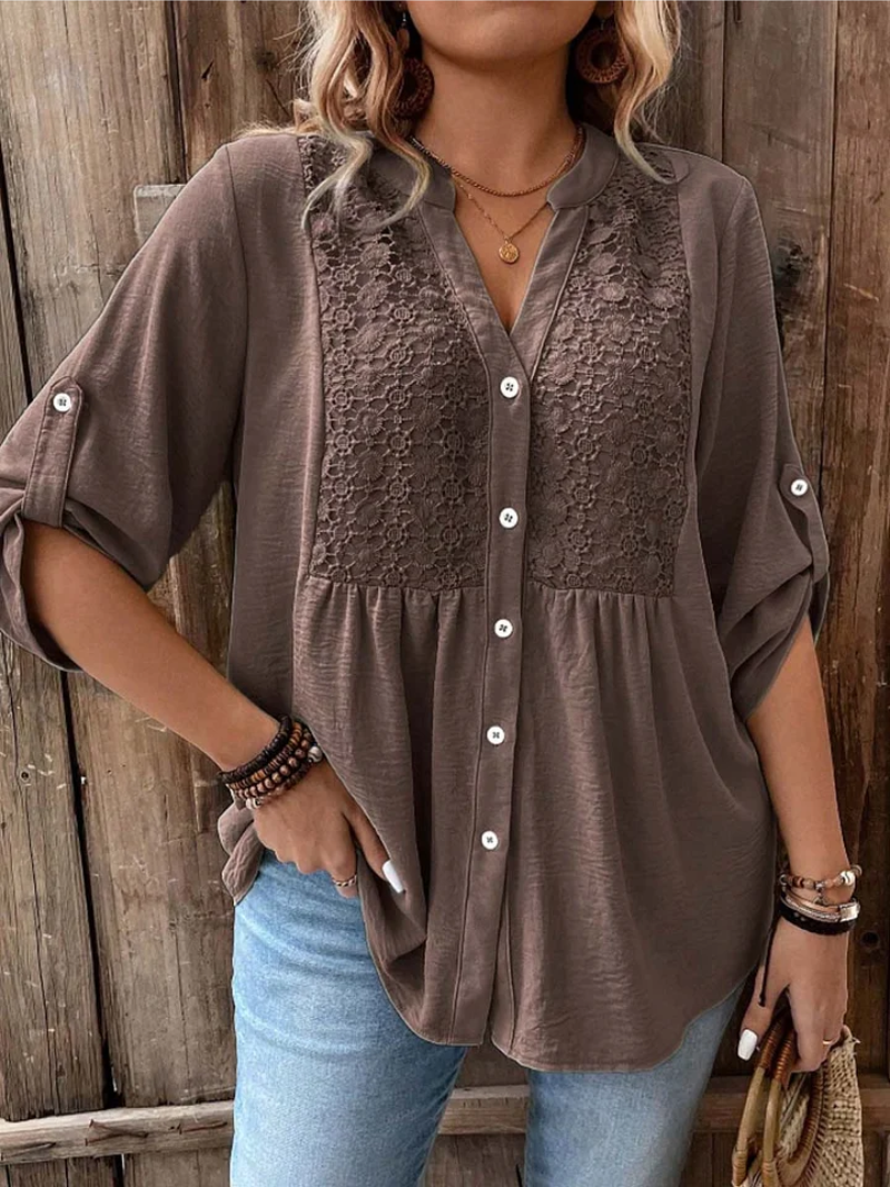 Nella | Elegant Wide Sleeve V-Neck Blouse