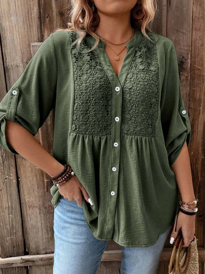 Nella | Elegant Wide Sleeve V-Neck Blouse