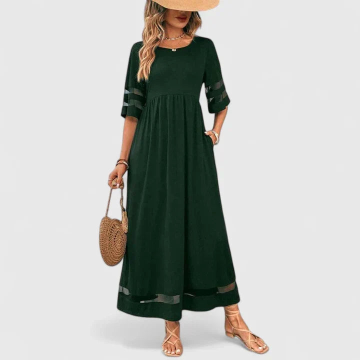 Portia | Elegant Round Neck Mid Sleeve Dress