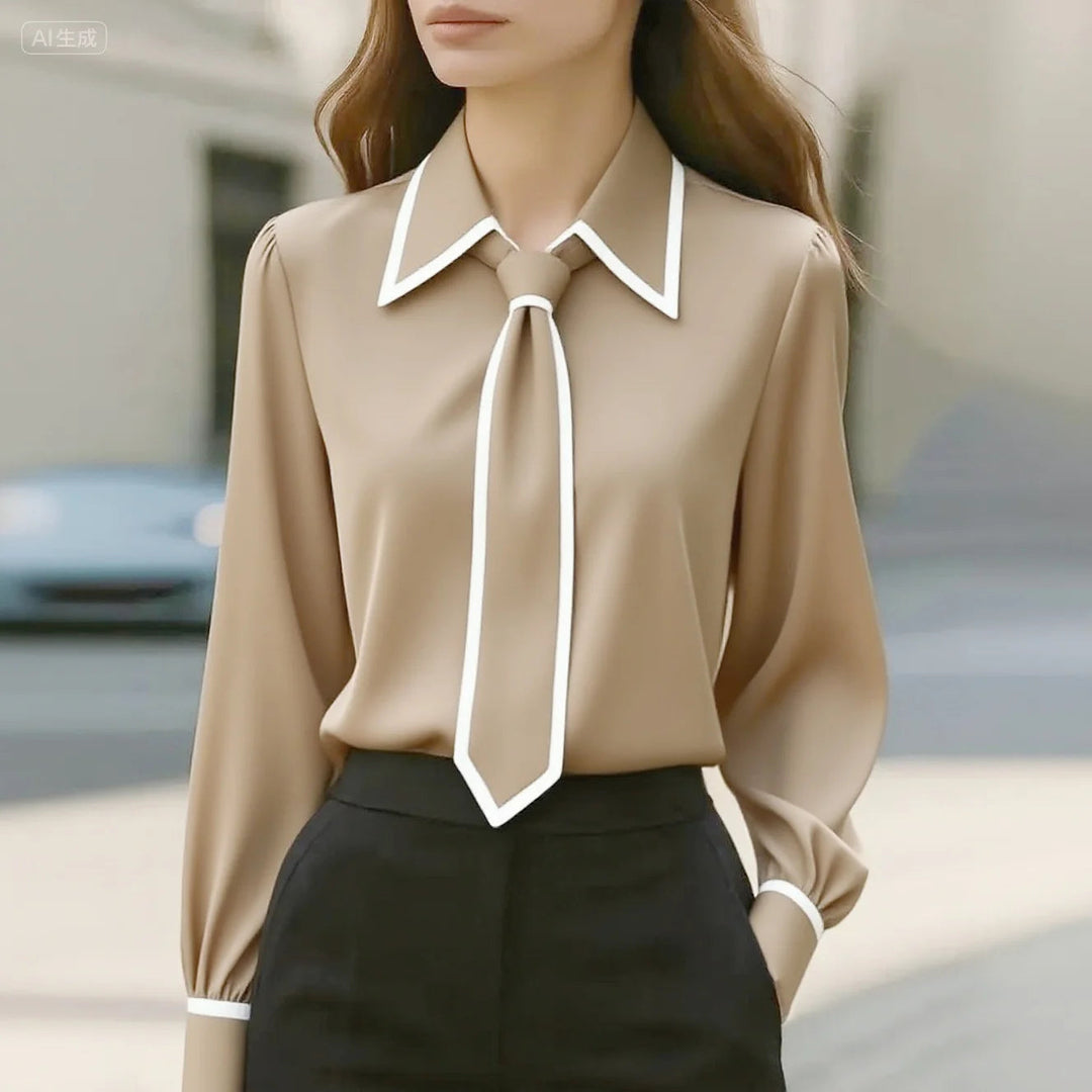 Adelina | Contrast Tie Blouse