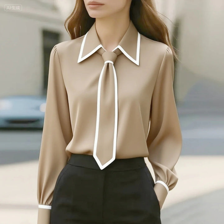 Adelina | Contrast Tie Blouse