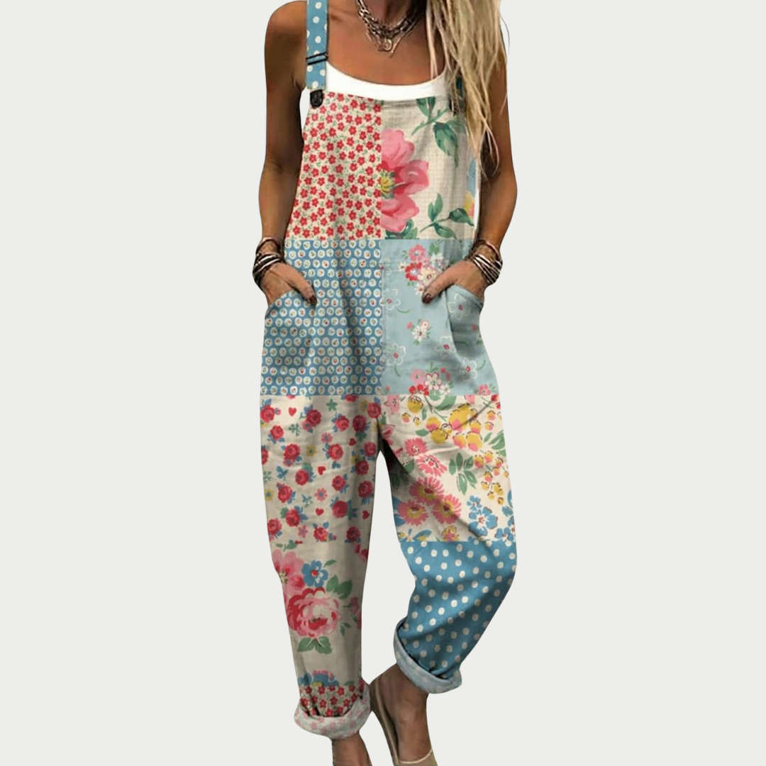Adriana | Stylish Multi Floral Patch Jumpsuit
