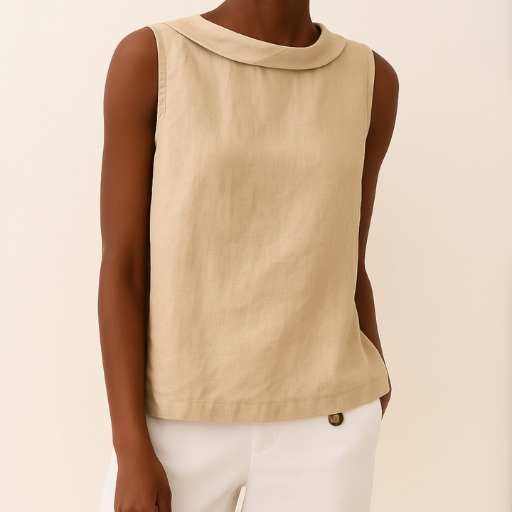 Harlow | Casual Sleeveless Roll Collar Top