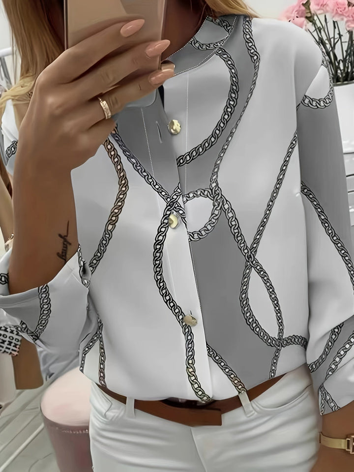 Ingrid | Chain-Print Collared Shirt