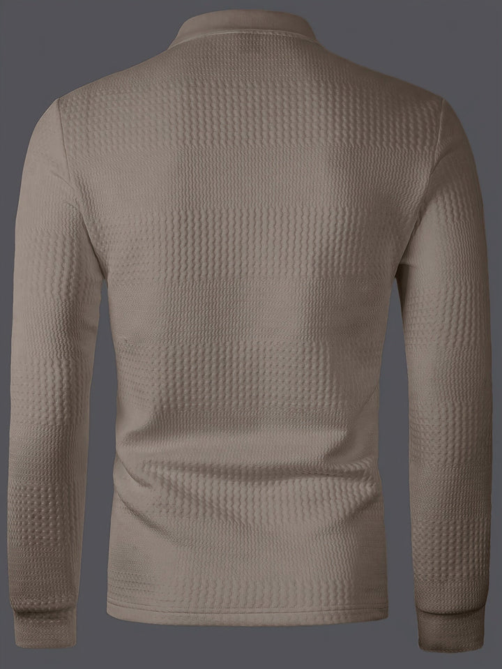 Fletcher | Textured Long-Sleeve Polo Shirt