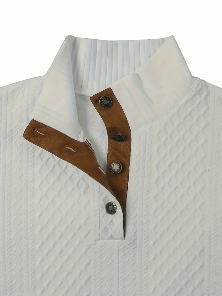 Ronan | Stand Collar Button Henley Jumper